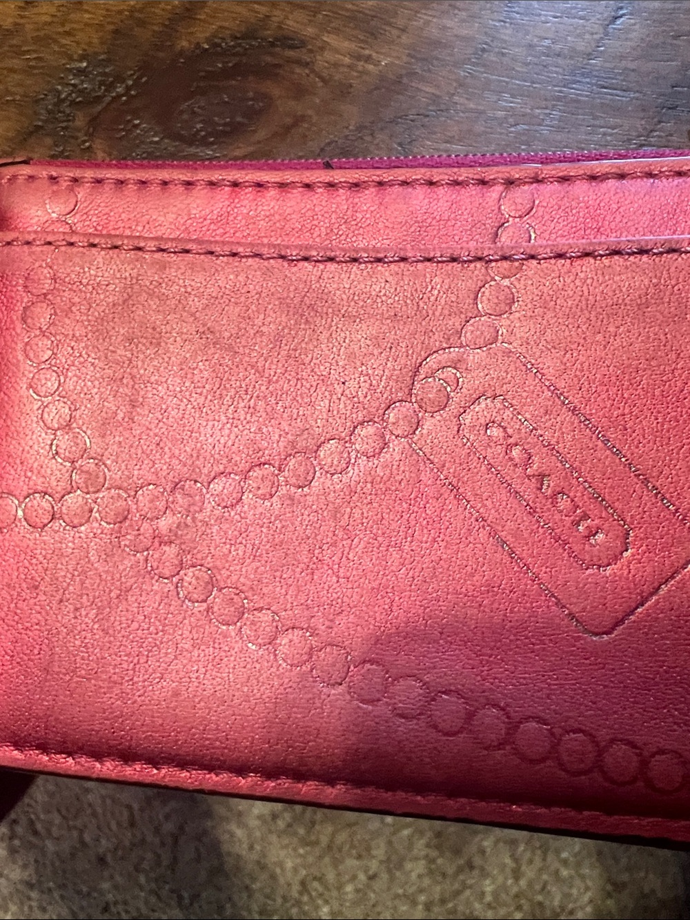 Coach Poppy patent leather mini zip wallet magenta - Picture 3 of 6